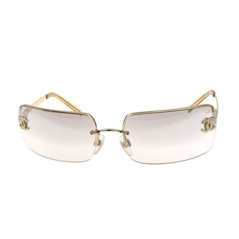 chanel gold 4104 cc rimless sunglasses|CHANEL Crystal CC Logo Sunglasses 4104.